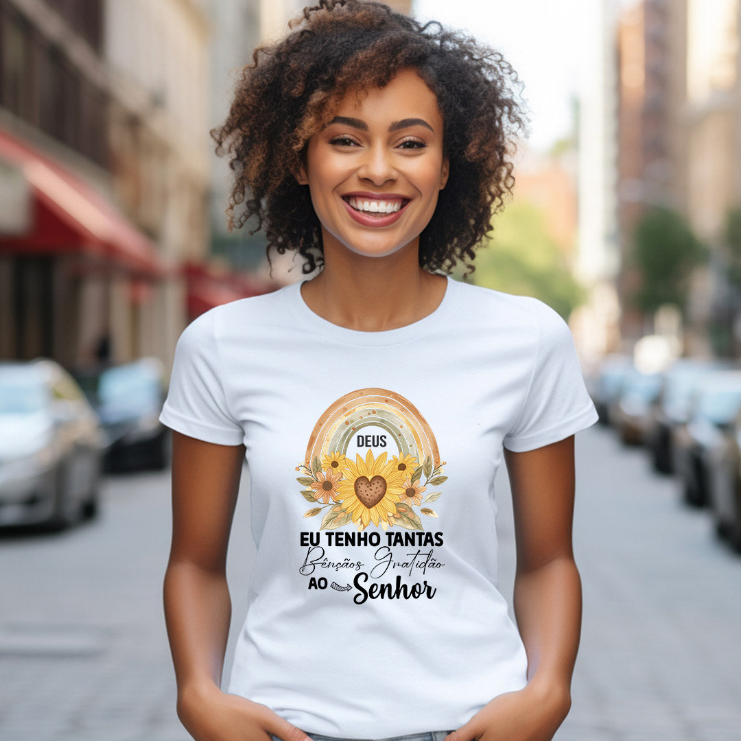 T-Shirt Feminina Deus Eu Tenho Tantas Benção