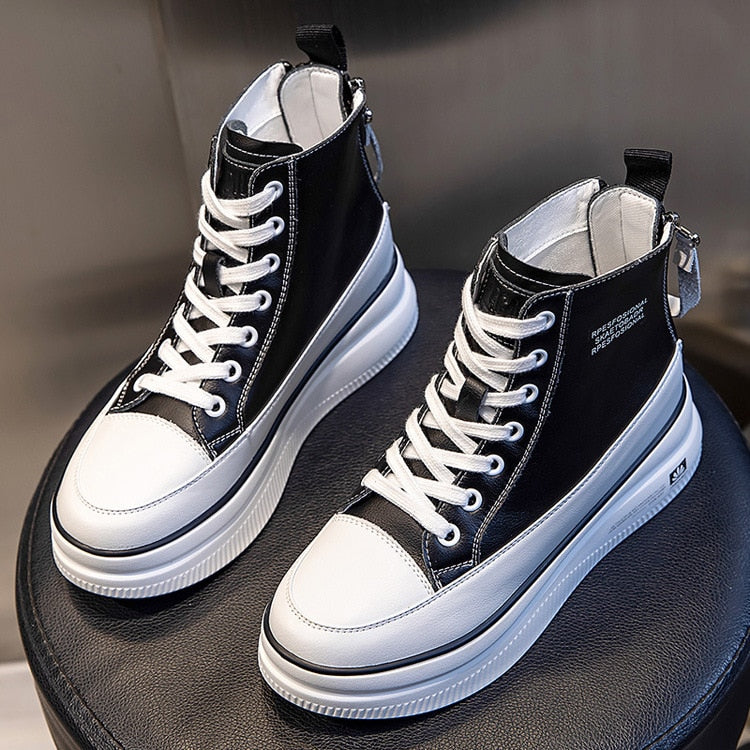 StreetStyle Sky-High: Platform Leather Sneakers 2023/2024 – The Oran Store