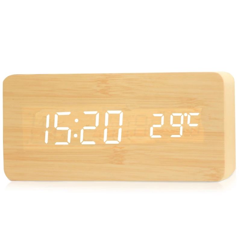 NatureBlend Digital - Wooden Clock with Digital Alarm Clock and Temperature