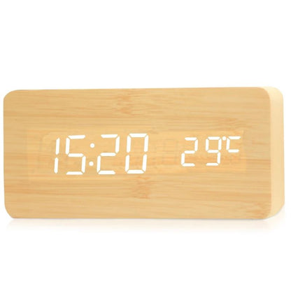 NatureBlend Digital - Wooden Clock with Digital Alarm Clock and Temperature