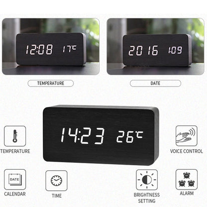 NatureBlend Digital - Wooden Clock with Digital Alarm Clock and Temperature