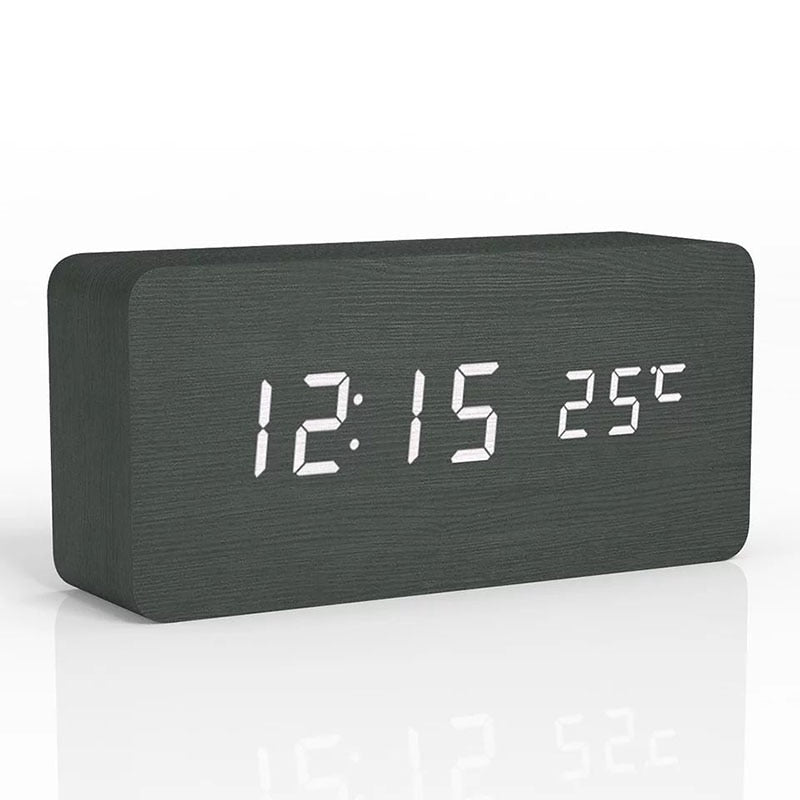 NatureBlend Digital - Wooden Clock with Digital Alarm Clock and Temperature
