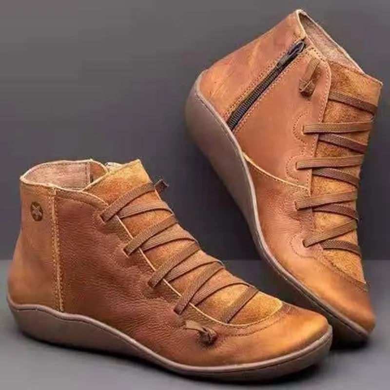 Women s Boots Short Winter Lace Up Leather Boots 2023 2024 The