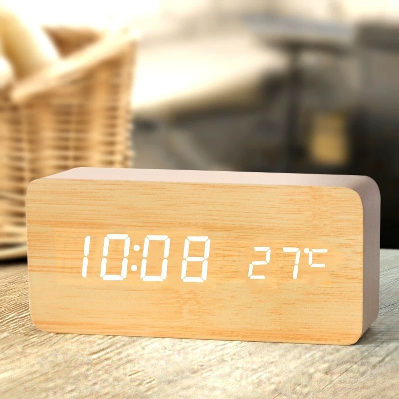 NatureBlend Digital - Wooden Clock with Digital Alarm Clock and Temperature